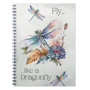 Rustic Retro Fly Like A Dragonfly Notebook