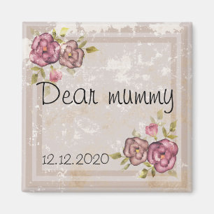 Rustic retro grunge beige texture flowers roses fl magnet