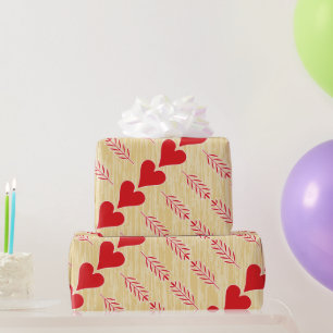 Rustic Retro Heart Pattern Valentine Wrapping Paper