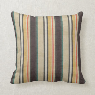 Rustic Retro Stripe Pattern Throw Pillow