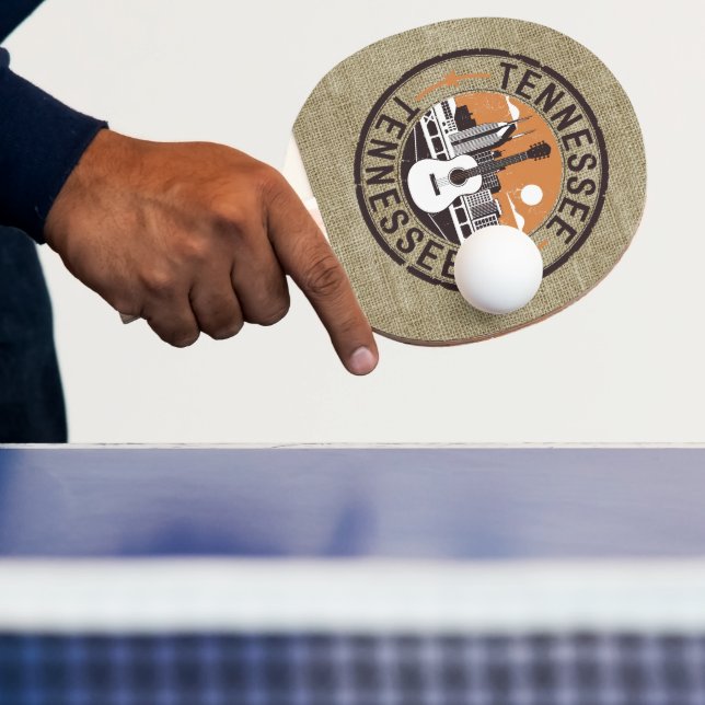 Rustic Retro Tennessee Travel Stamp Ping Pong Paddle (Insitu)