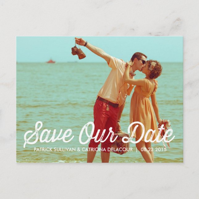 Rustic Retro Typographie Enregistrer la date Carte (Devant)