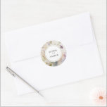 Rustic Retro Watercolor Wildflowers Wedding  Classic Round Sticker<br><div class="desc">*** Please enter H088 in the store search to find all matching items *** Or visit our Rustic Retro Watercolor Wildflowers Collection. *** This high-quality design is easy to customize to match your wedding colours, styles and theme. For further customization, please click the "Edit using Design Tool" link and use...</div>