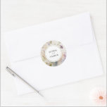 Rustic Retro Watercolor Wildflowers Wedding  Classic Round Sticker<br><div class="desc">*** Please enter H088 in the store search to find all matching items *** Or visit our Rustic Retro Watercolor Wildflowers Collection. *** This high-quality design is easy to customize to match your wedding colours, styles and theme. For further customization, please click the "Edit using Design Tool" link and use...</div>