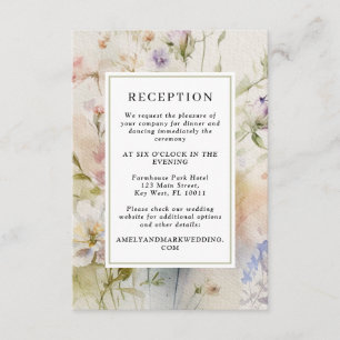 Rustic Retro Wildflower Wedding Reception Enclosure Card