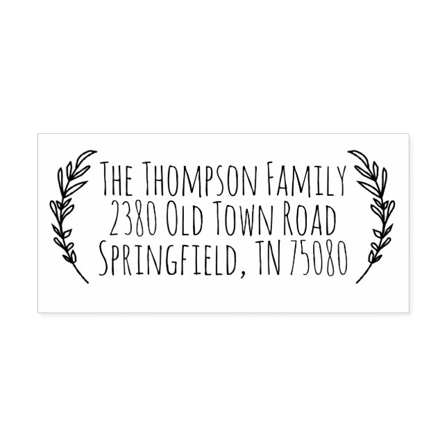 Rustic Return Address Self Inking Stamp Sprig (Design)