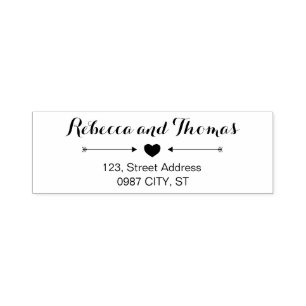 Rustic return address self-inking wedding stamp