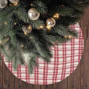 Rustic Reverie Farmhouse Red Plaid Christmas Tree Brushed Polyester Tree Skirt