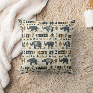 Rustic Rhino Tribal Pattern (1) Throw Pillow