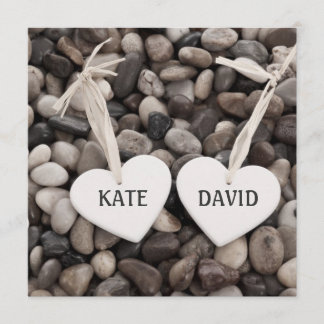 Rustic Riverside Beach Sea Side Pebbles Wedding Invitation