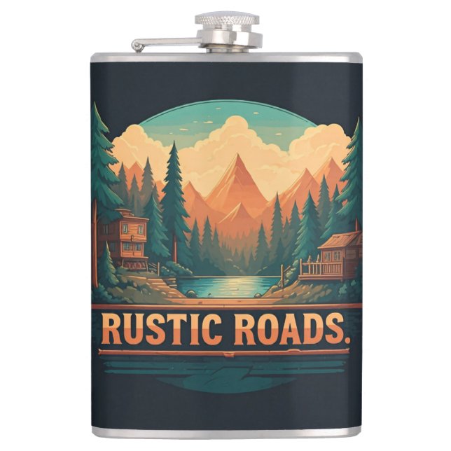 Rustic Roads  Hip Flask (Front)