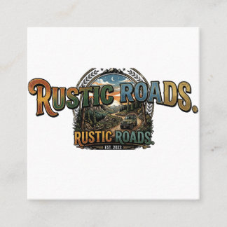 Rustic Roads Vintage Adventure T-Shirt Square Business Card