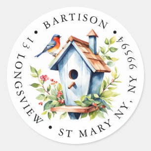 Rustic Robin Bird Box Label   Watercolour Nature 