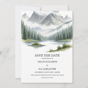 Rustic Rocky Mountain Woodland Landscape Save the Date