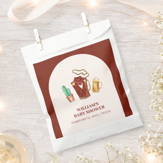 Rustic Rodeo Cowboy Cactus Beer Arch Baby Shower  Favour Bag (Clipped)