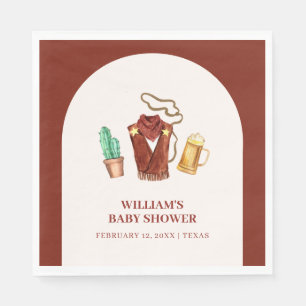 Rustic Rodeo Cowboy Cactus Beer Arch Baby Shower Napkin