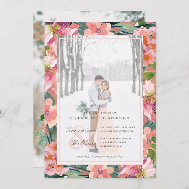 Rustic Romance Beautiful Two Photo Wedding Invitation (Front/Back)