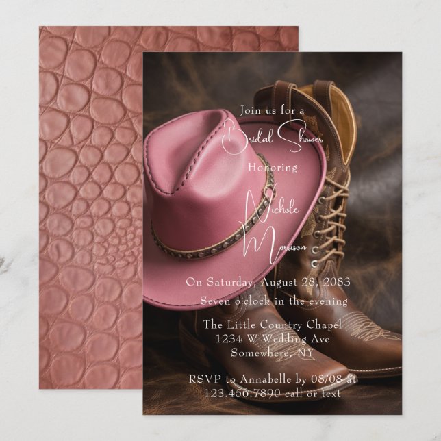 Rustic Romance: Boots & Hat Bridal Shower Invitation (Front/Back)