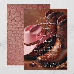 Rustic Romance: Boots & Hat Bridesmaids Luncheon Invitation
