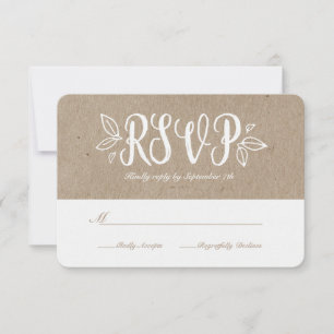 Rustic Romance Faux Kraft Paper RSVP Card