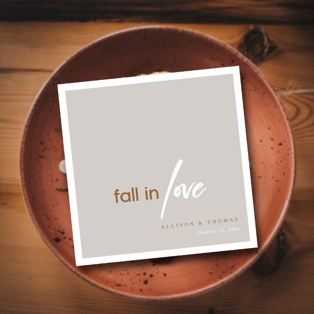 Rustic Romance: Simple Fall in Love Custom Wedding Napkin (Rustic Romance Simple Fall in Love Custom Wedding Napkins)