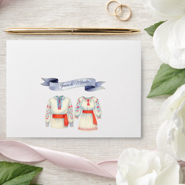 Rustic Romanian Wedding Traditional Folk Costumes Envelope (Wedding)