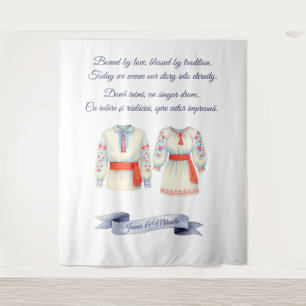 Rustic Romanian Wedding Traditional Folk Costumes Tapestry