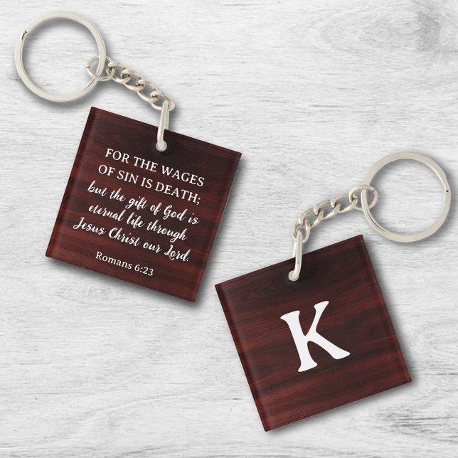 Rustic Romans Gospel Salvation Scripture Monogram Keychain (Creator Uploaded)