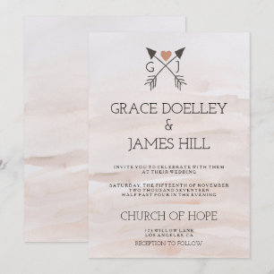 Rustic Romantic Arrows and Heart Wedding Invitatio Invitation