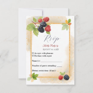 Rustic Romantic Autumn Berry Wedding Photo Back  RSVP Card