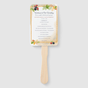 Rustic Romantic Autumn Berry Wedding Program Hand Fan