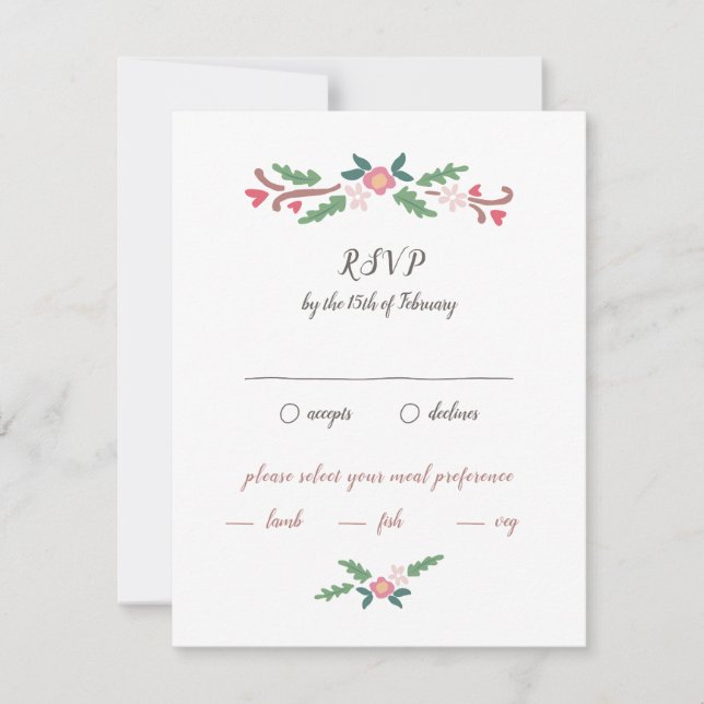 Rustic Romantic Floral Bunch RSVP Card (Front)