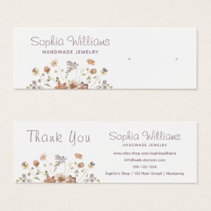 Rustic Romantic Flowers stud Earring display card