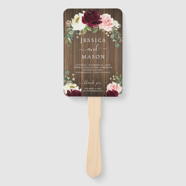Rustic Romantic Greenery Wedding Program Fan (Front)