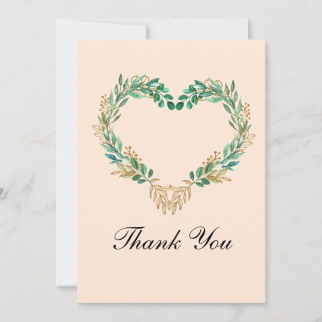 Rustic Romantic Script Wedding Thank You Card (Front)