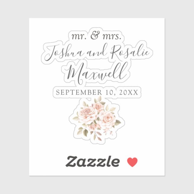 Rustic Romantic Shabby Roses Names & Wedding Date (Sheet)