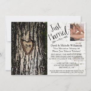 Rustic Romantic Tree Post Wedding Photo Invite