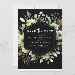 Rustic Romantic Typography Sage Green Wedding  Save The Date