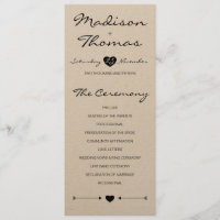 Rustic Romantic Wedding Program on kraft paper