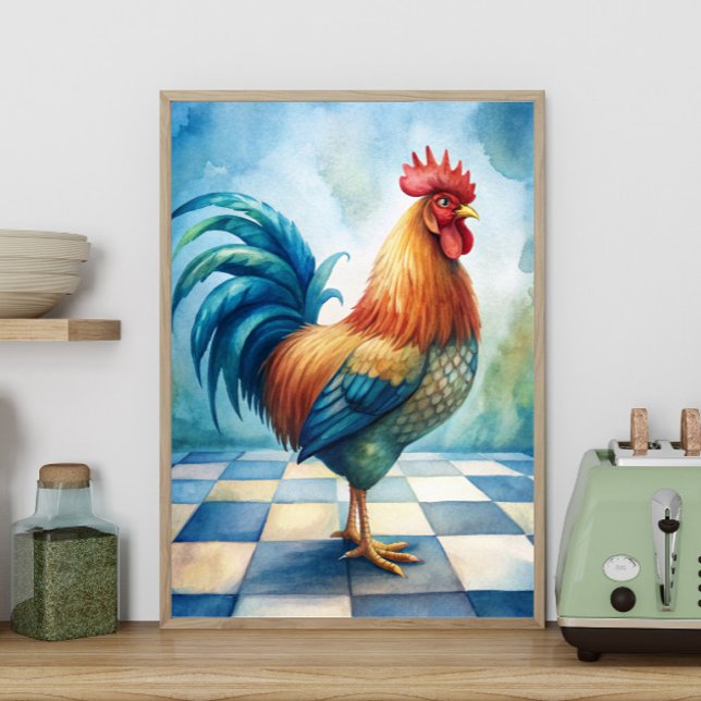 Rustic Rooster Country Farmhouse Kitchen  Poster (Rooster country kitchen poster)