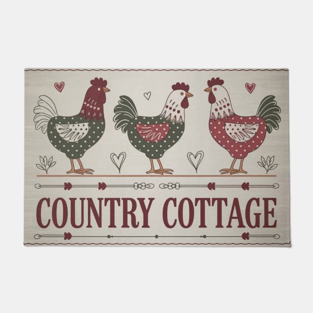 Rustic Rooster Kitchen Doormat (Front)