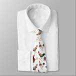 Rustic Rooster Pattern Neck Tie<br><div class="desc">Whimsical tie featuring watercolor illustration of roosters and a chick.</div>