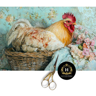 Rustic Rooster Pink Hydrangeas Decoupage Tissue Paper