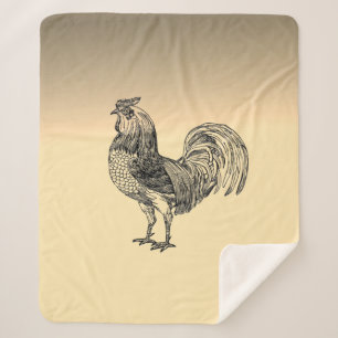 Rustic Rooster  Sherpa Blanket