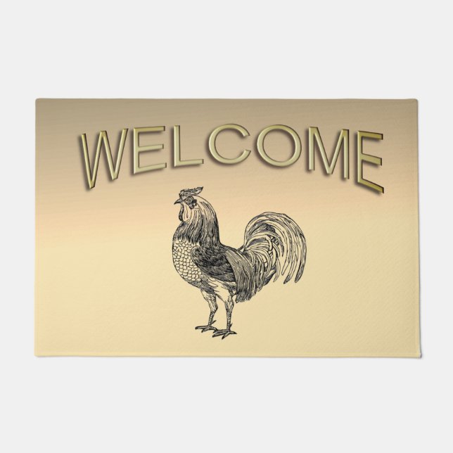 Rustic Rooster Welcome Doormat (Front)