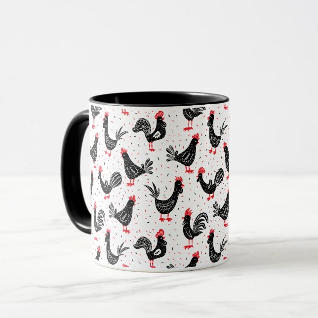 Rustic roosters mug (Front Left)