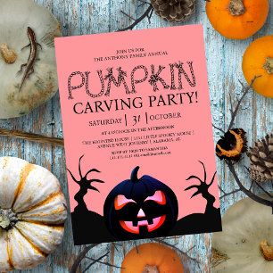 Rustic Rope Typography Pumpkin Carving Party Invitation