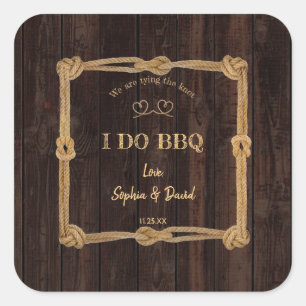 Rustic Rope We Are Tying The Knot I DO BBQ Square Sticker