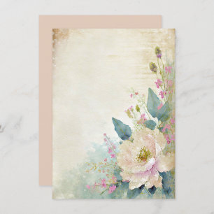 Rustic rose blank wedding invitation