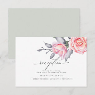 Rustic Rose Blush Pink Reception Invitation